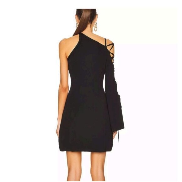 Cult Gaia Nuru Knit Asymmetrical One-Shoulder Mini Dress Black Black NWT Sz M - Picture 6 of 12